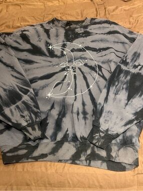 PacSun Black and Gray Tie-Dye Moon Kiss Graphic Sweatshirt